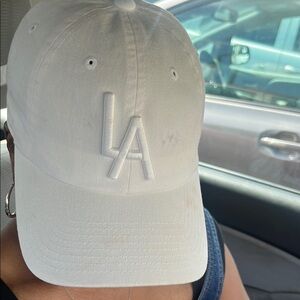 White LA Embroidered Cap
